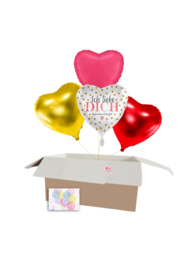 „Ich Liebe Dich“ Herzballon-Set – 4-teiliges Heliumballon-Set für besondere Anlässe