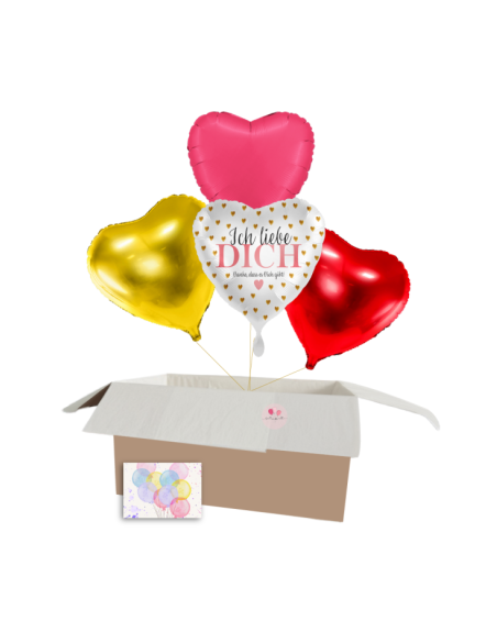„Ich Liebe Dich“ Herzballon-Set – 4-teiliges Heliumballon-Set für besondere Anlässe