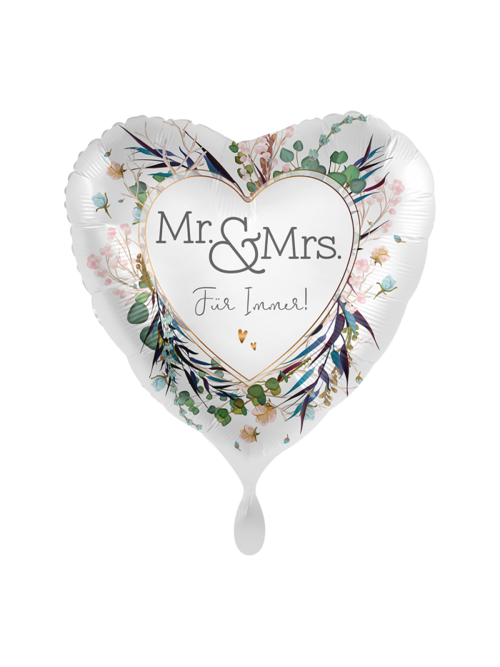 „Mr. Mrs.“ Heliumgefüllter Hochzeitsballon 43cm – Romantische Dekoration für den schönsten Tag