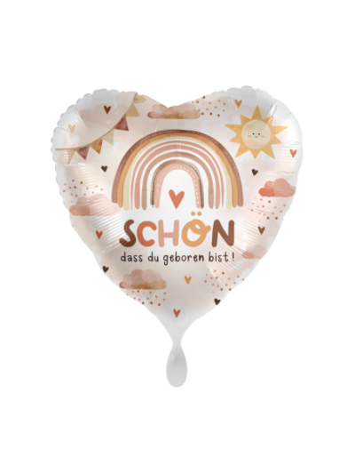  dass du geboren bist!“ Ballon-Set – Mit Satin-Herzballons in Karamell