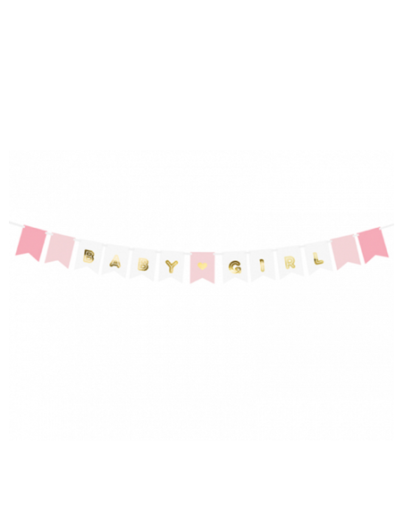Bannergirlande „Baby Girl“ – Rosa