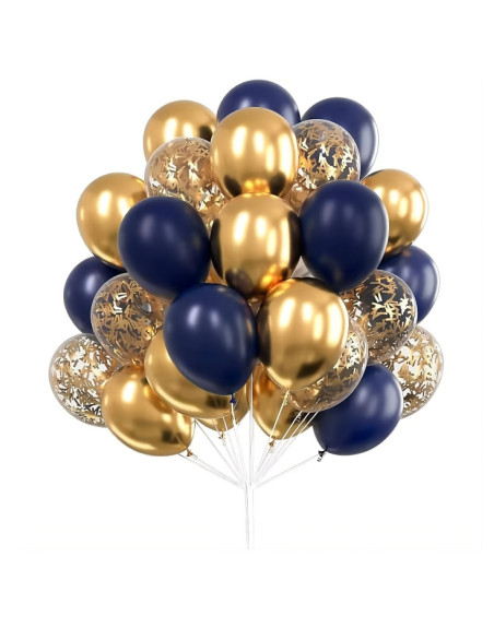 30x Luftballons in Marineblau & Gold – Für Partys & Feiern