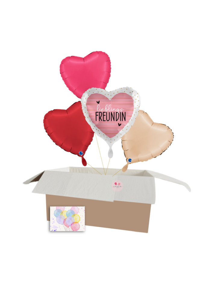 Lieblings Freundin Ballon-Set – Romantische Herz-Heliumballons für Geburtstags- und Geschenkideen für die Freundin