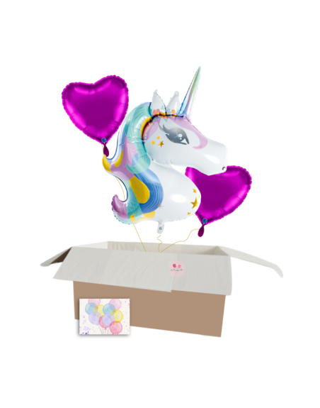 XXL „Magisches Einhorn“ Ballon-Set – Einhorn und lila Herzballons für besondere Momente